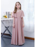 V Neck Dusky Pink Chiffon Maxi Flower Girl Dress